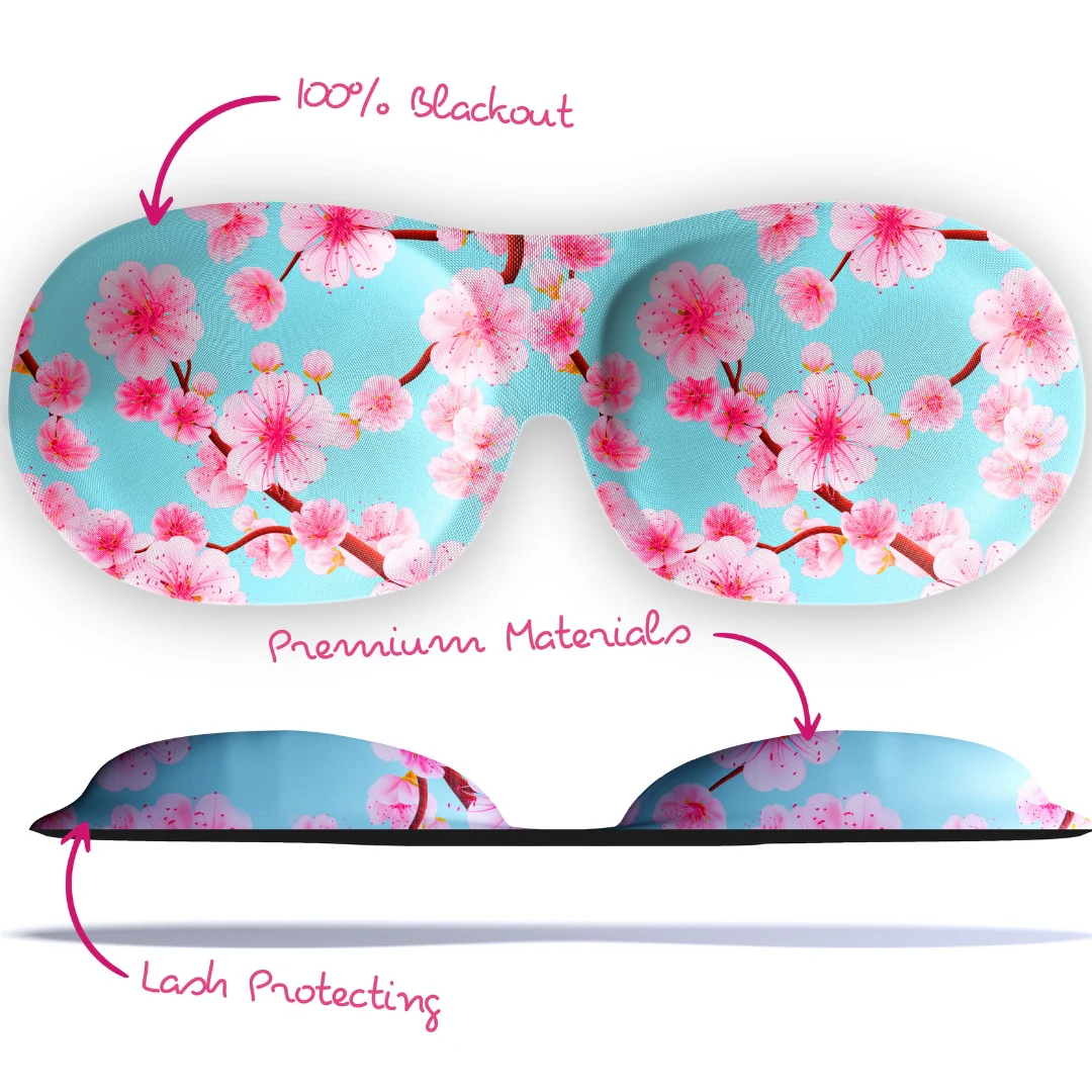 Contoured 3D Blackout Sleep Mask - Cherry Blossom Print - Image 5