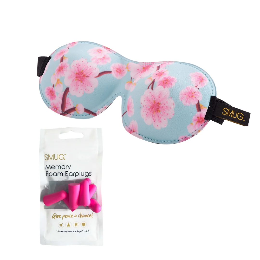 Contoured 3D Blackout Sleep Mask - Cherry Blossom Print - Image 6