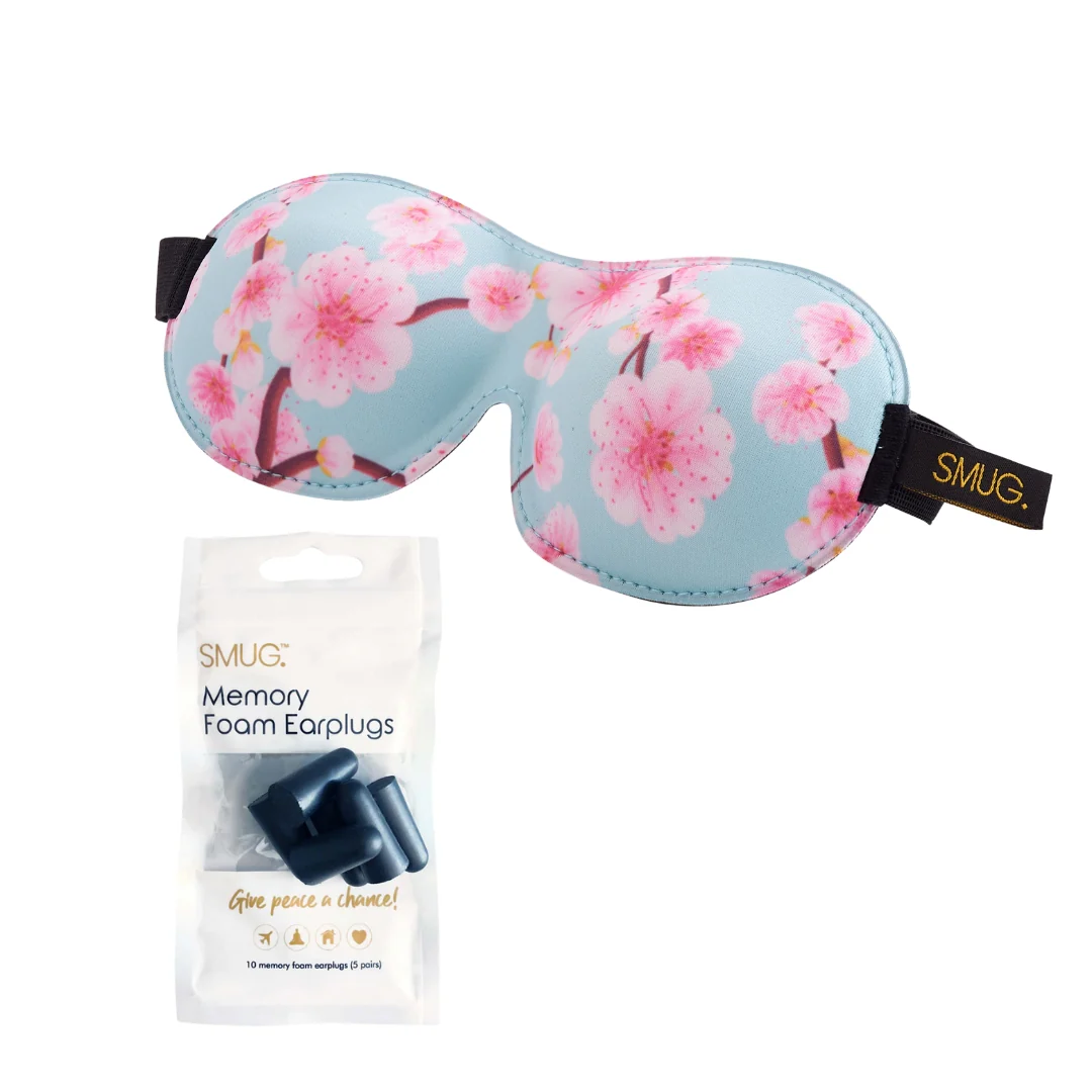 Contoured 3D Blackout Sleep Mask - Cherry Blossom Print - Image 7