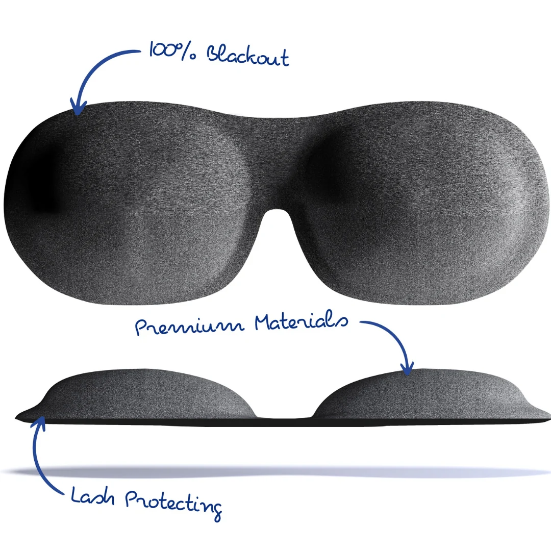 Contoured 3D Blackout Sleep Mask - Dark Grey Marl - Image 5