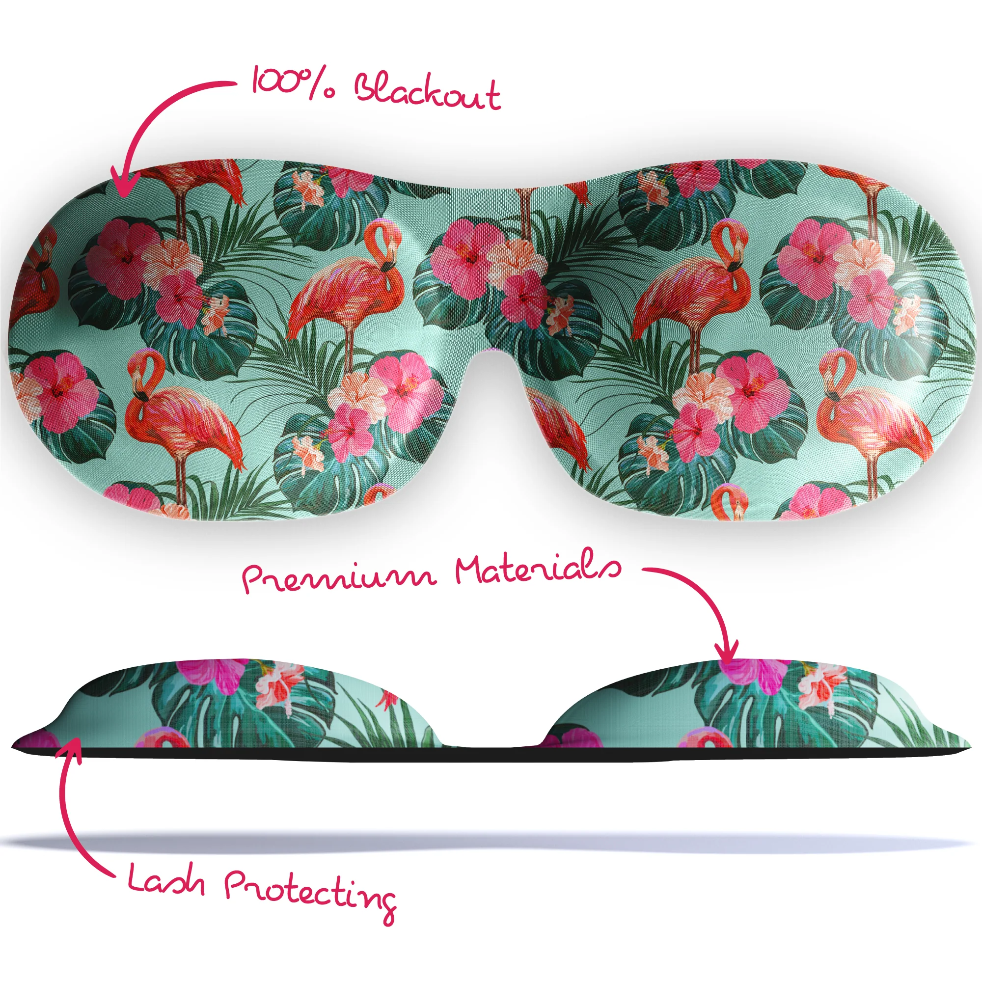 Contoured 3D Blackout Sleep Mask - Flamingo Print - Image 5