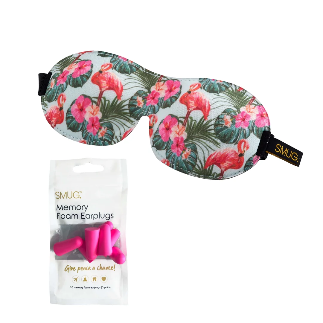 Contoured 3D Blackout Sleep Mask - Flamingo Print - Image 6