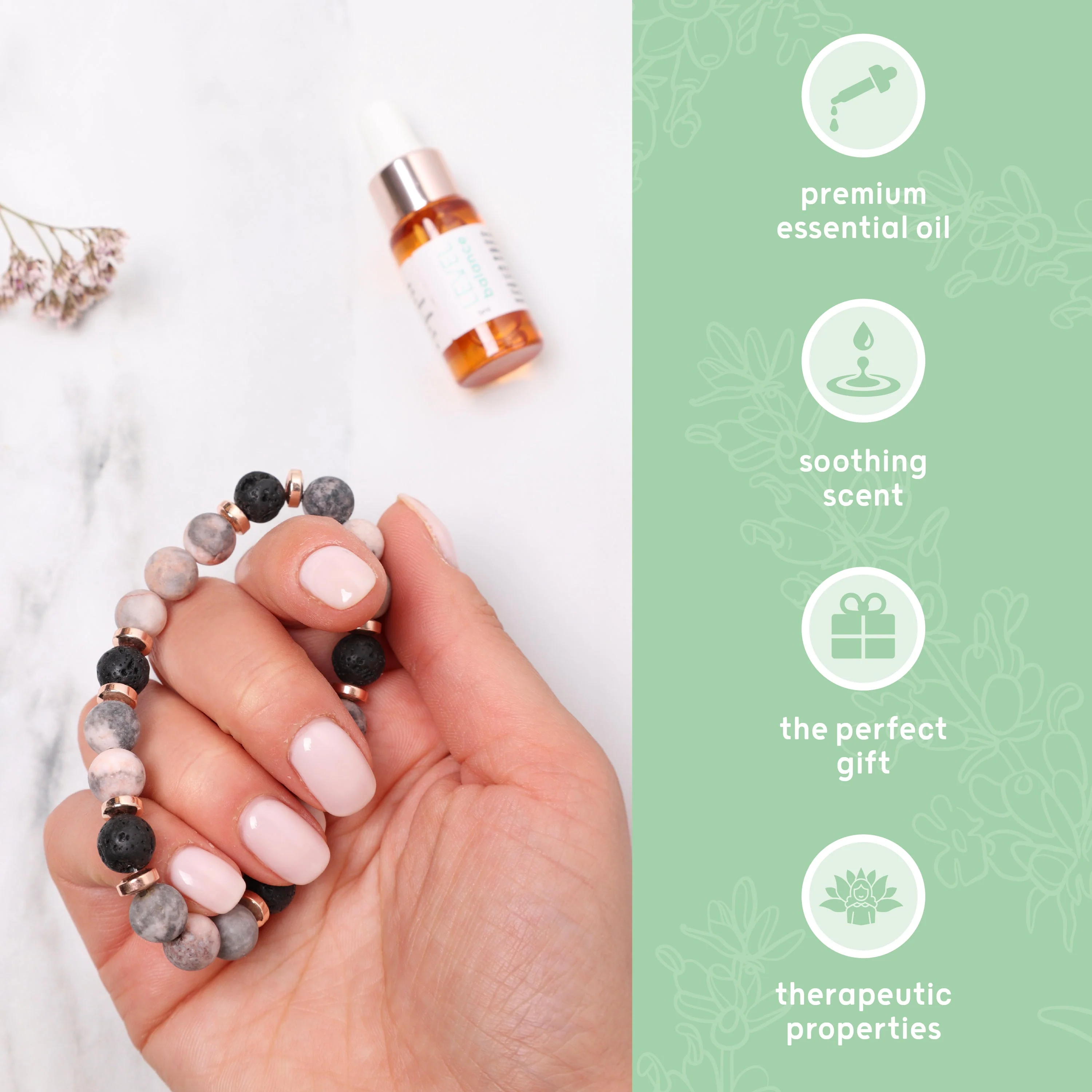 Lava Bead Aromatherapy Bracelet with Essential Oil - Balance - Image 4