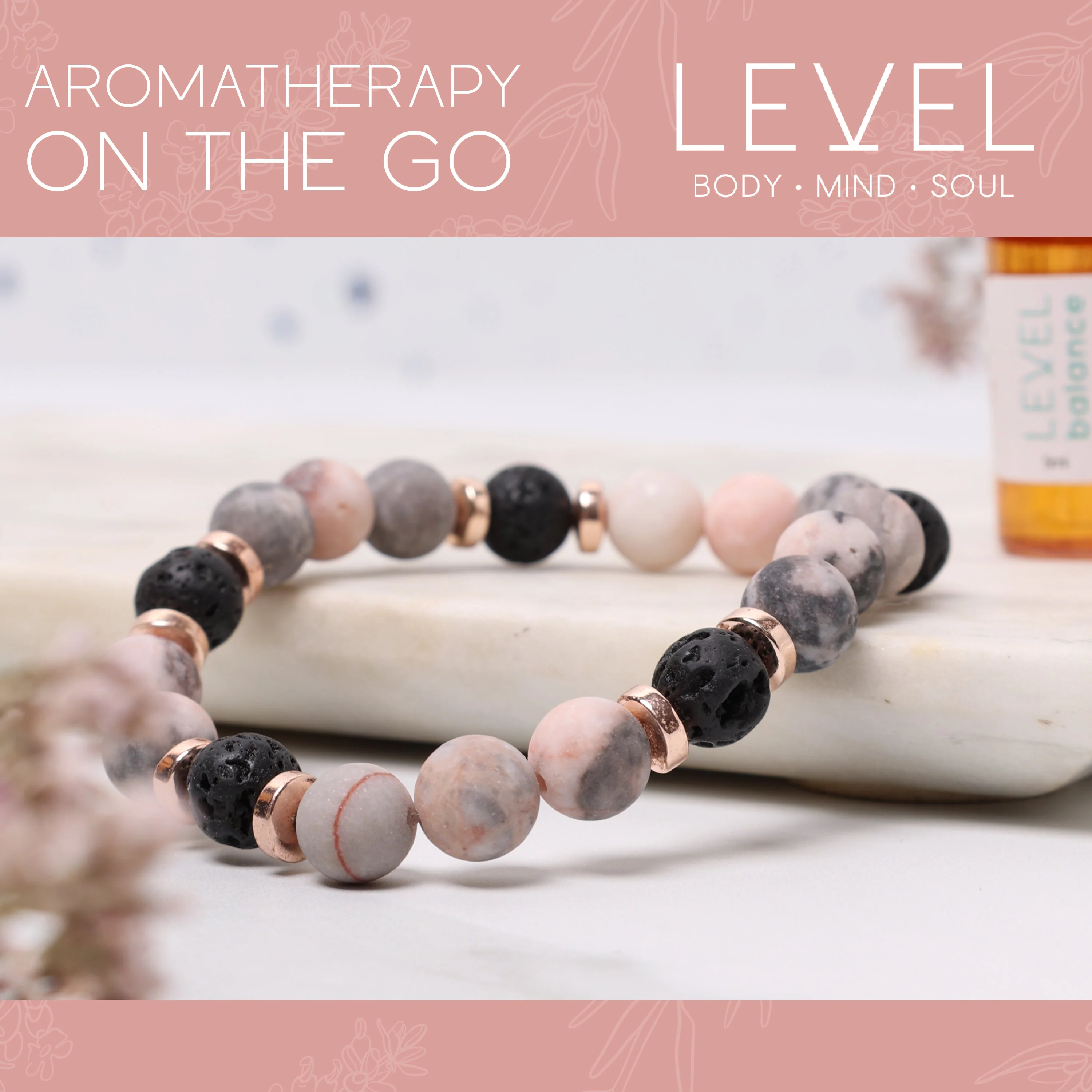 Lava Bead Aromatherapy Bracelet with Essential Oil - Happiness - Image 3