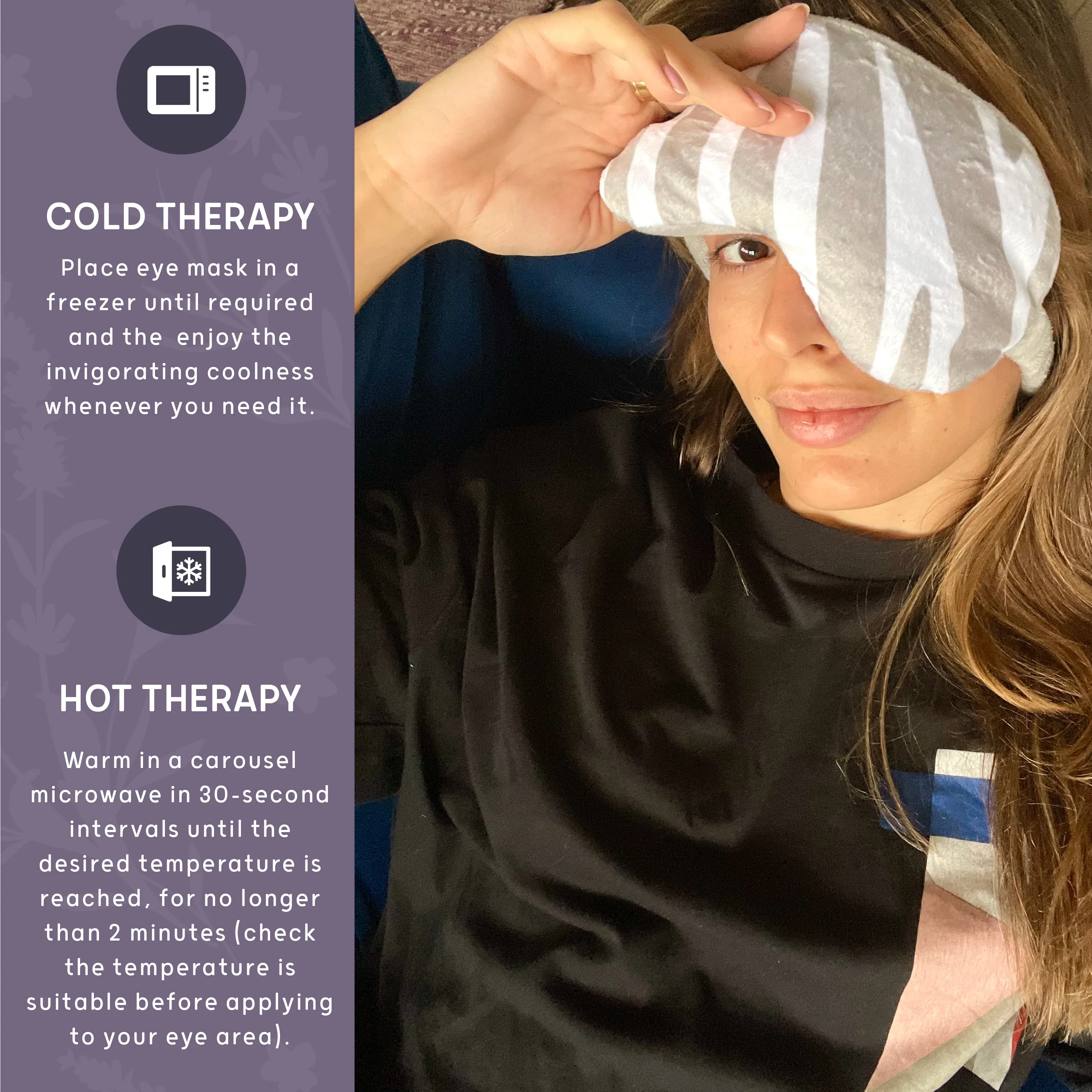 Lavender Deep Pressure Therapy Eye Mask - Zebra Print - Image 4