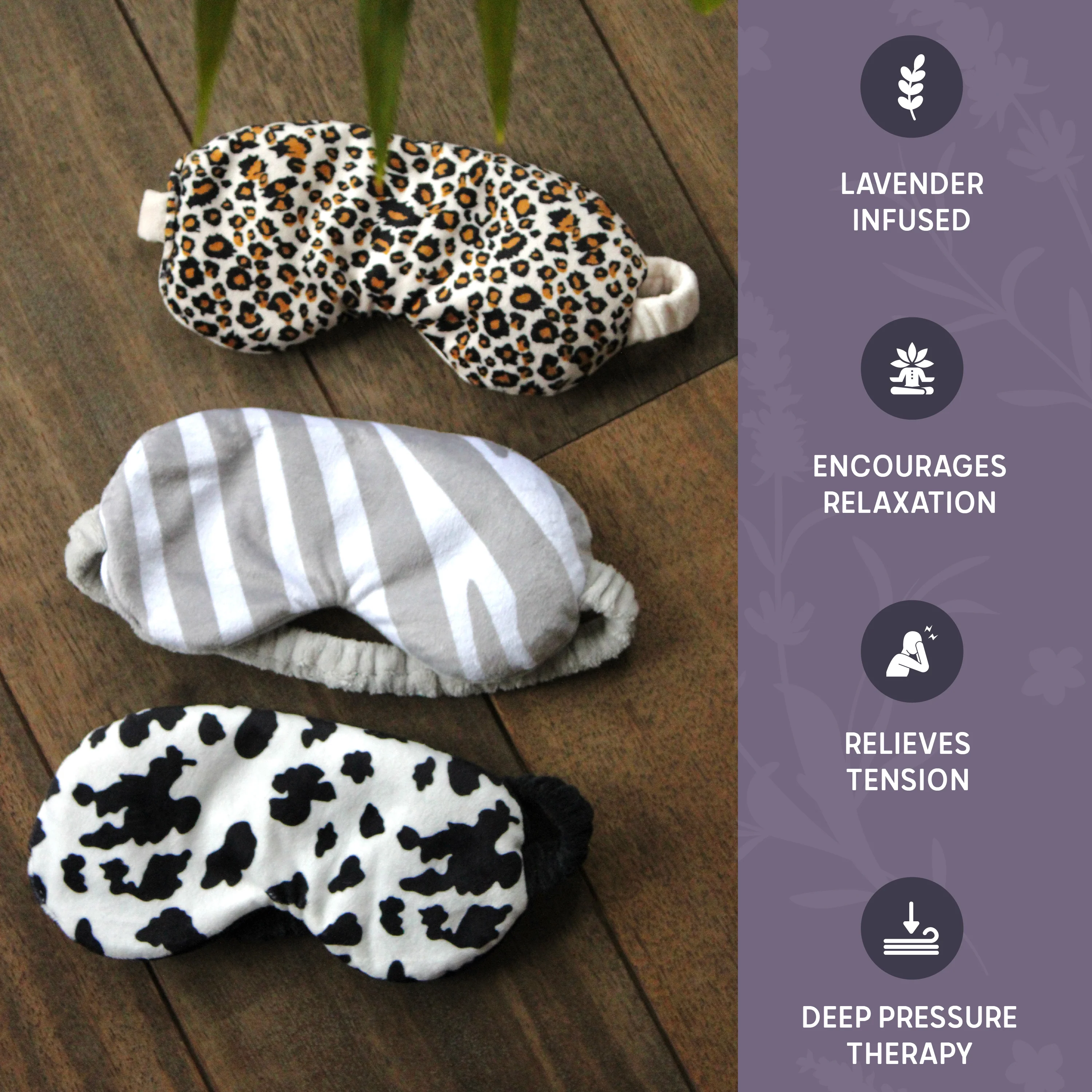 Lavender Deep Pressure Therapy Eye Mask - Zebra Print - Image 5
