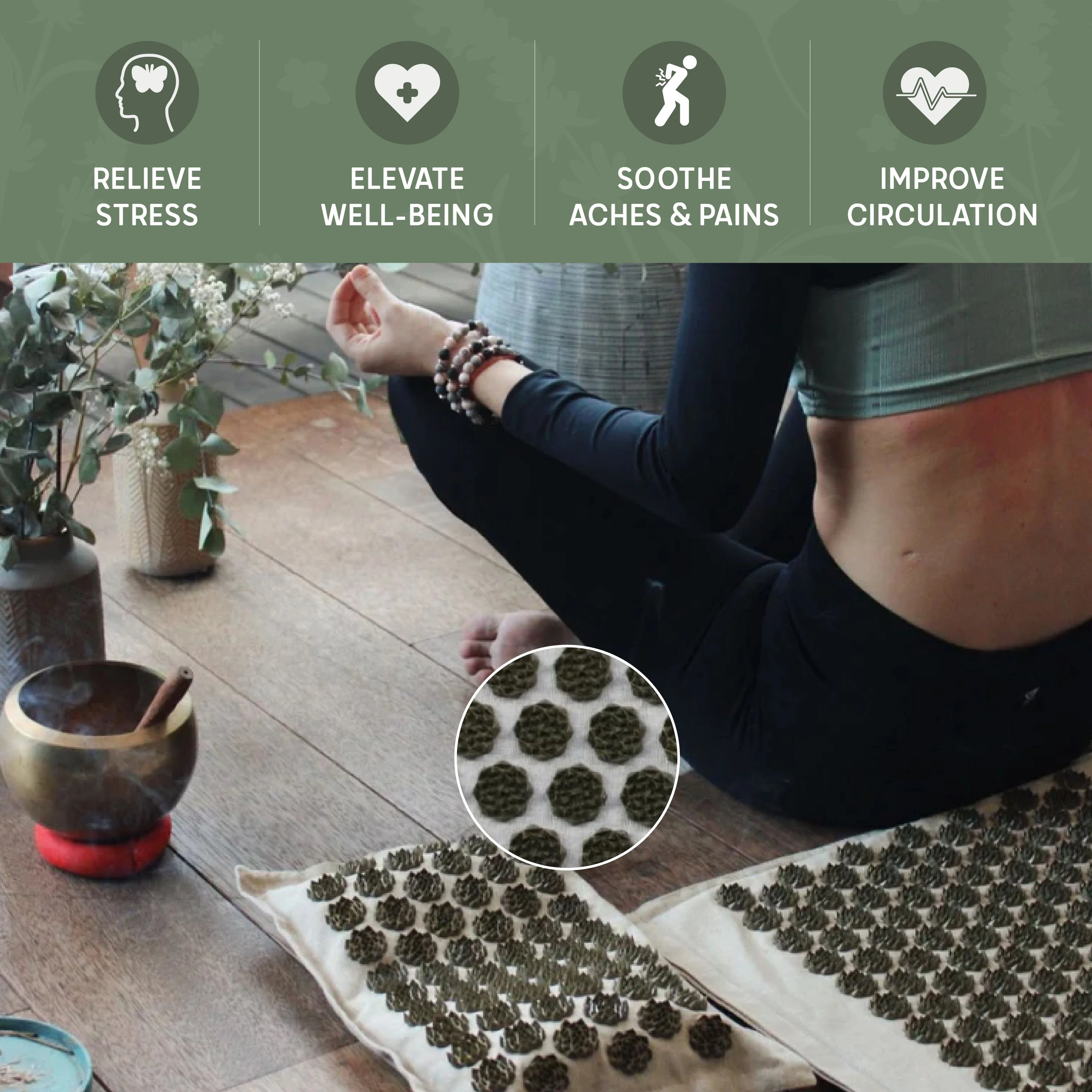 Premium Linen & Coconut Acupressure Mat & Pillow with Carry Bag - Image 4