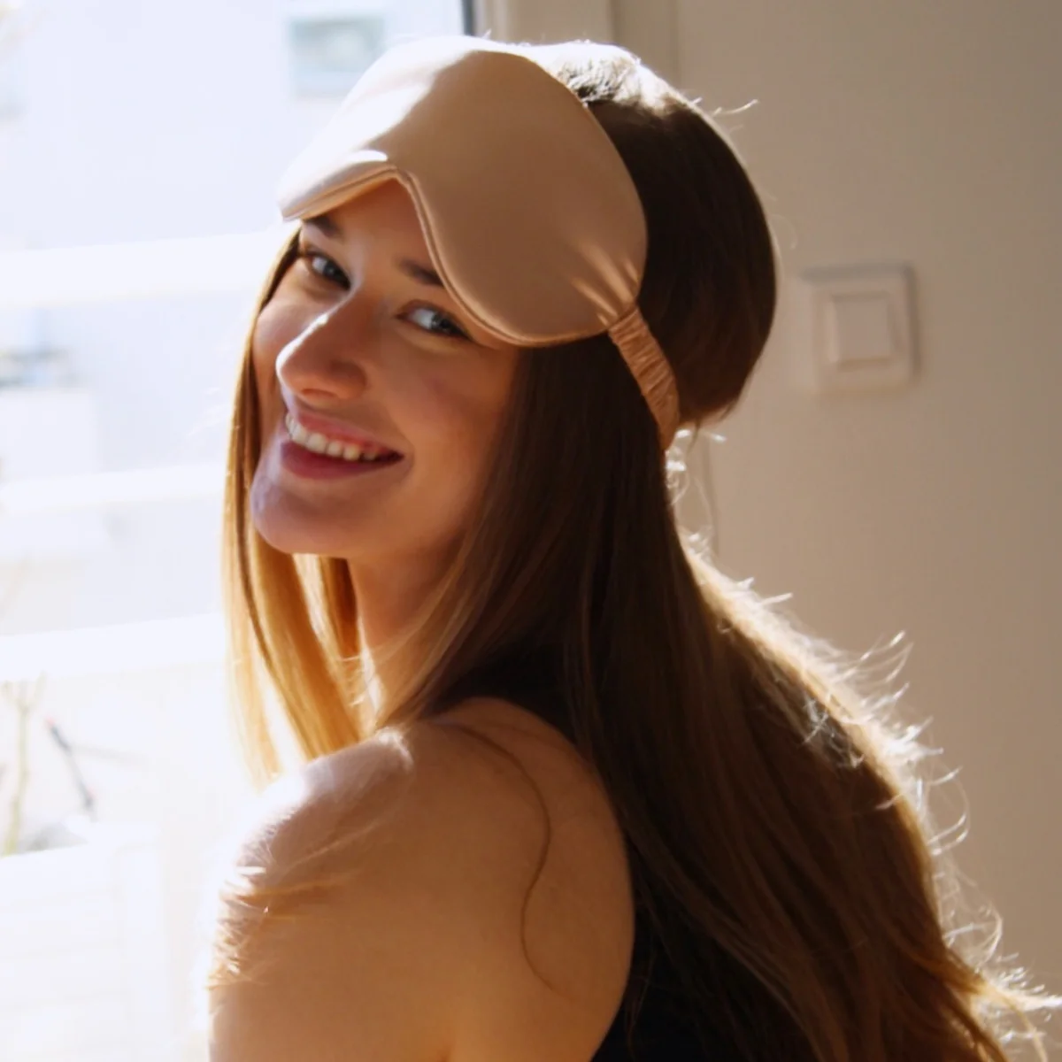 Cloud Padded Satin Sleep Mask - Caramel - Image 3