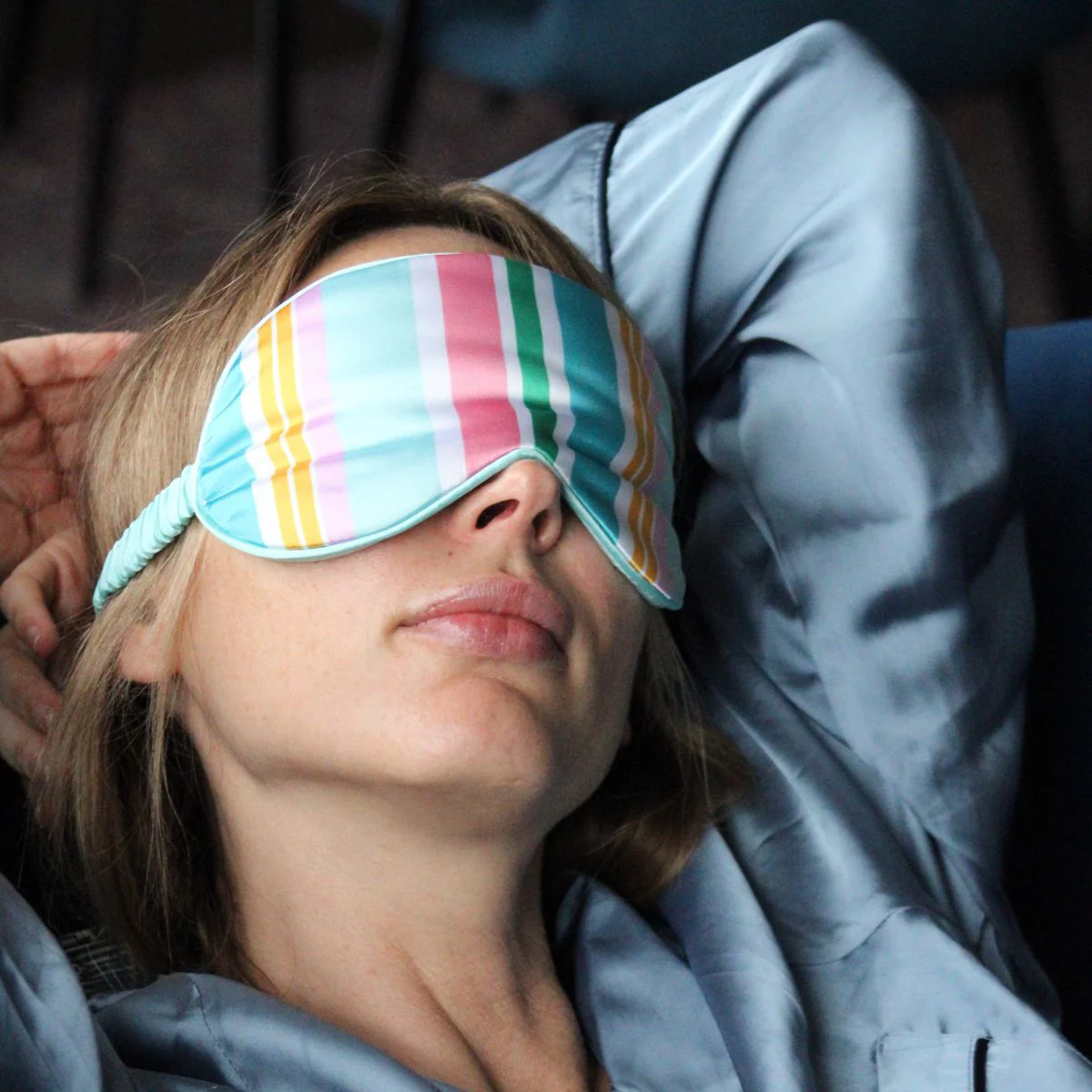 Satin Sleep Mask - Bold Stripe Print - Image 3