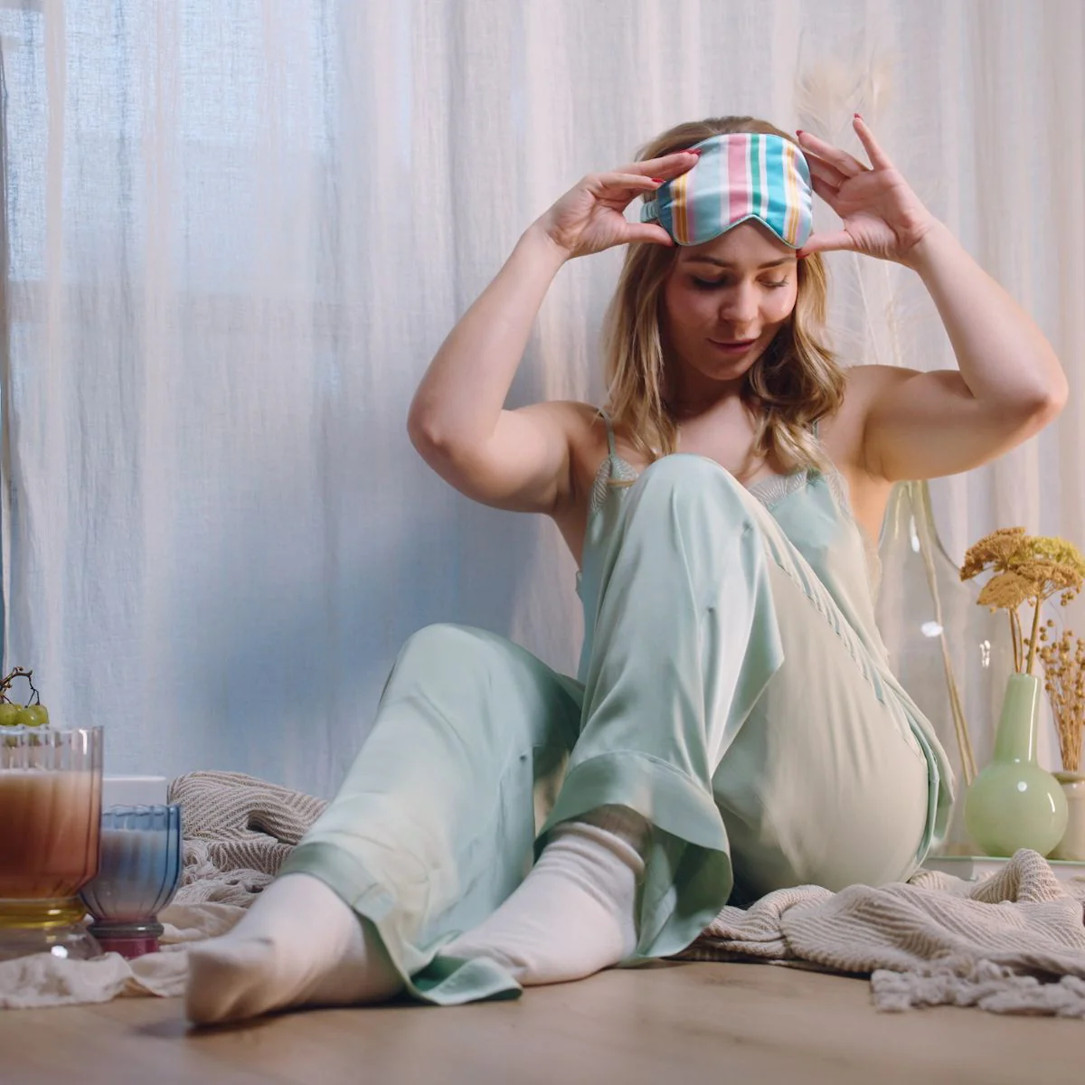 Satin Sleep Mask - Bold Stripe Print - Image 4