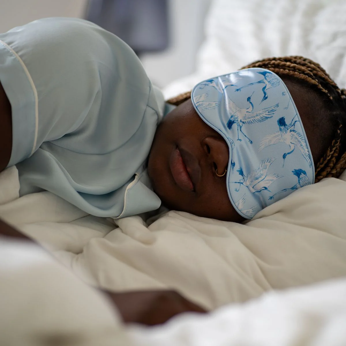 Satin Sleep Mask - Cranes Print - Image 5