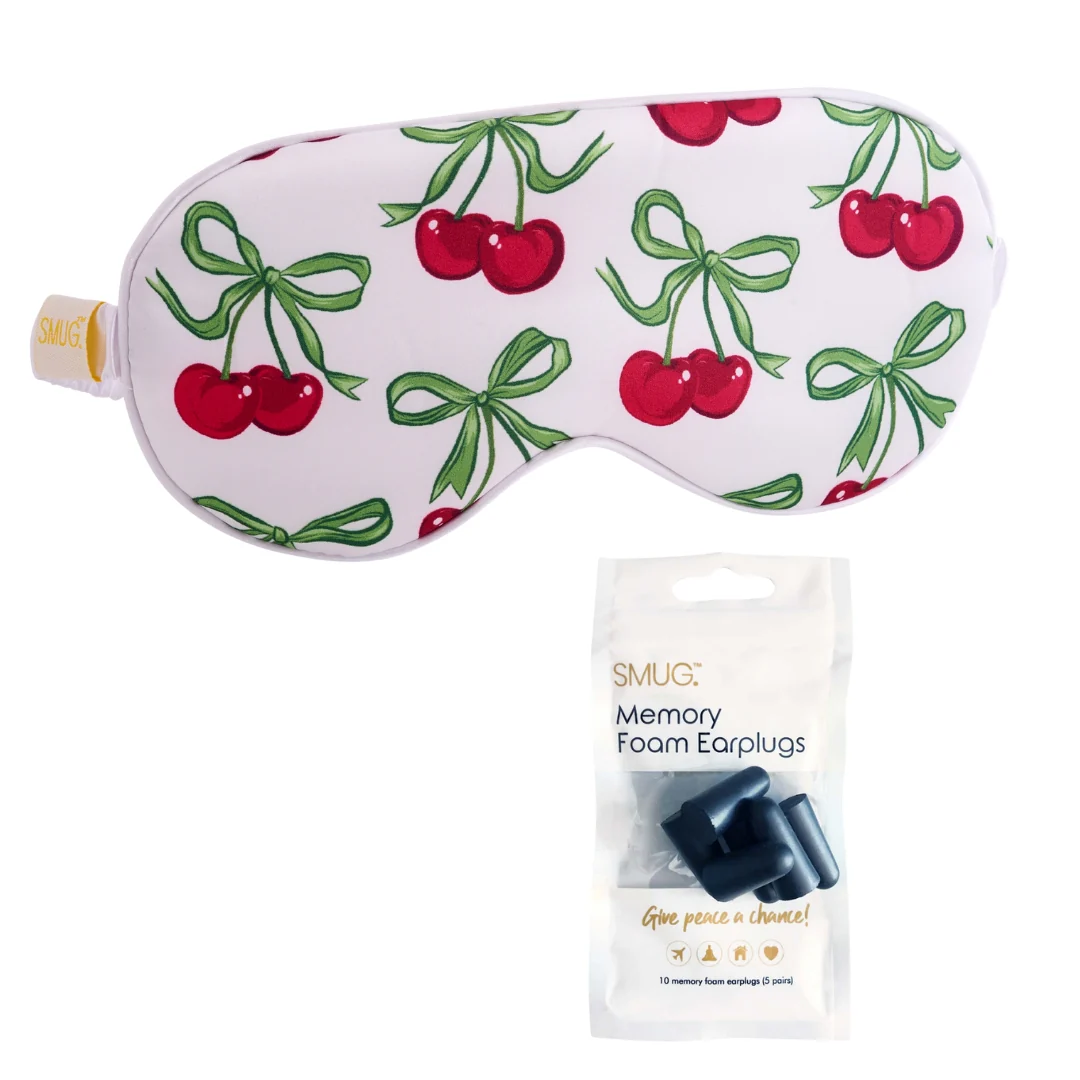 Satin Sleep Mask - White Cherries Print - Image 5