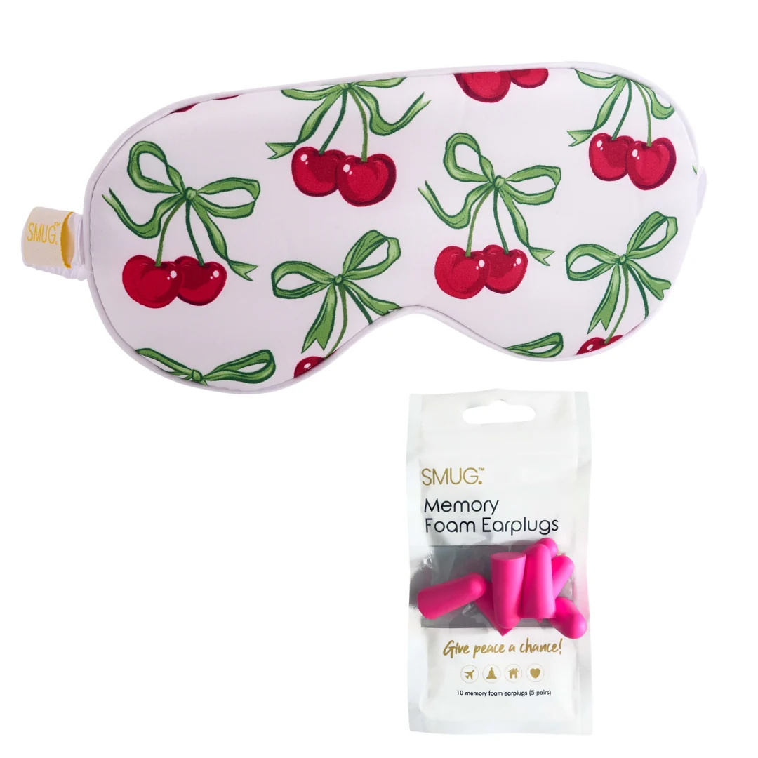 Satin Sleep Mask - White Cherries Print - Image 6