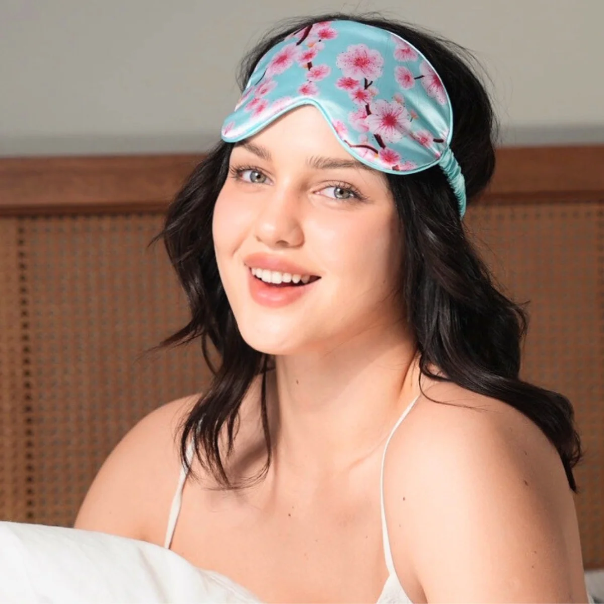 Satin Sleep Mask - Cherry Blossom Print - Image 4