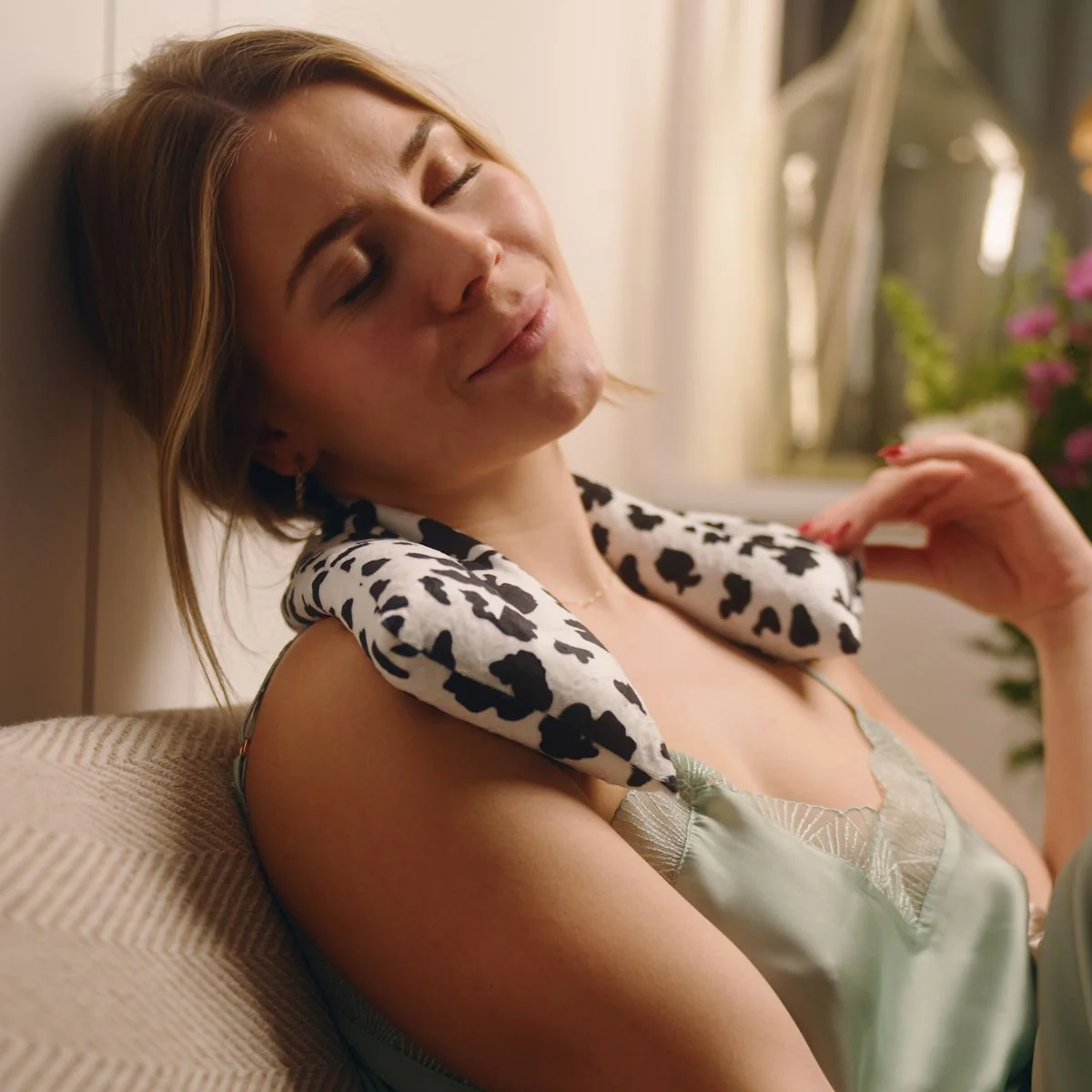 Soothing Body Wrap Wheat Bag Infused with Lavender Oil - Cow Print - Image 4