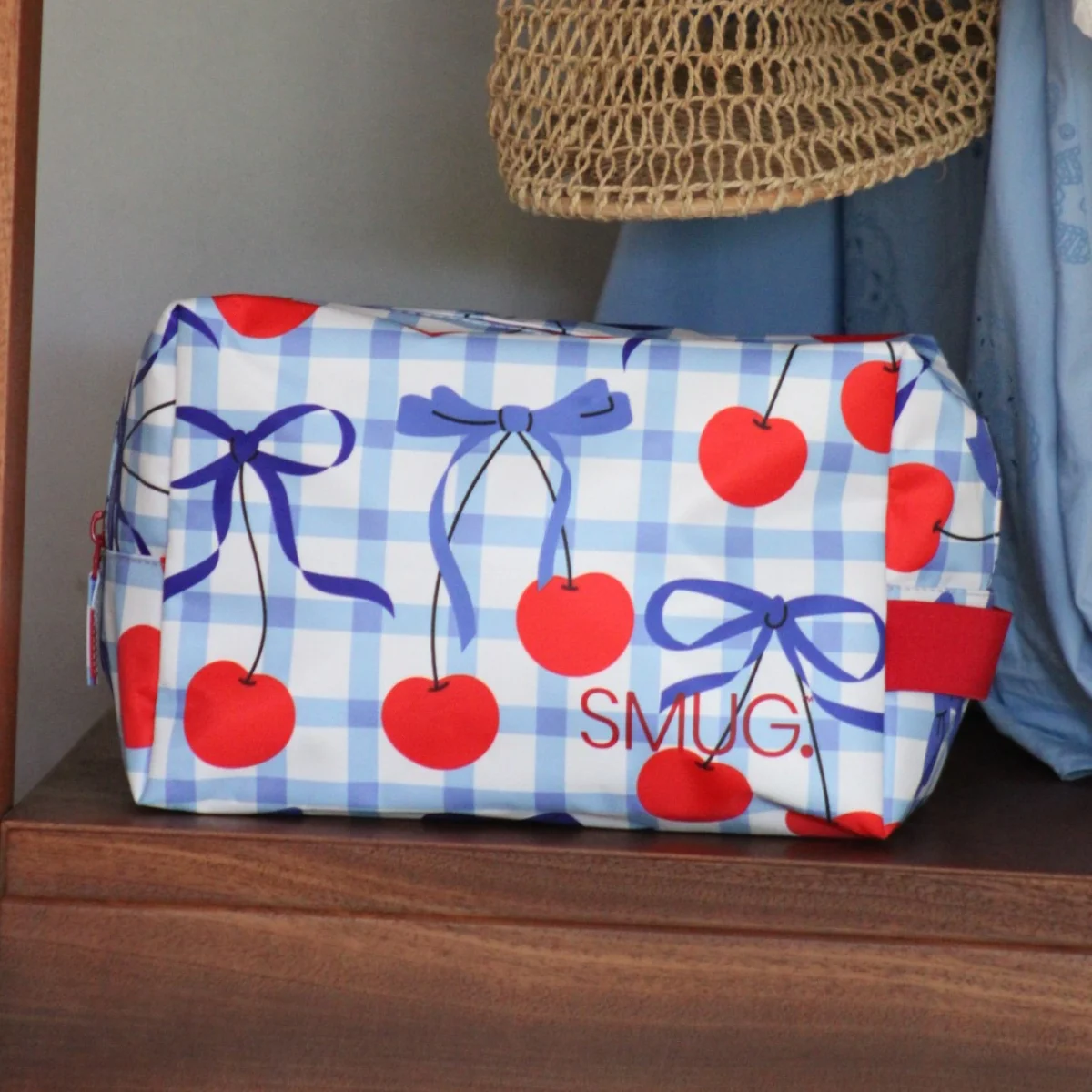 Wash Bag - Blue Cherries Print - Image 4